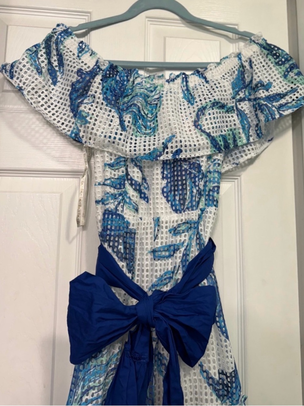 Lilly Pulitzer Off-Shoulder Blue Floral Dress